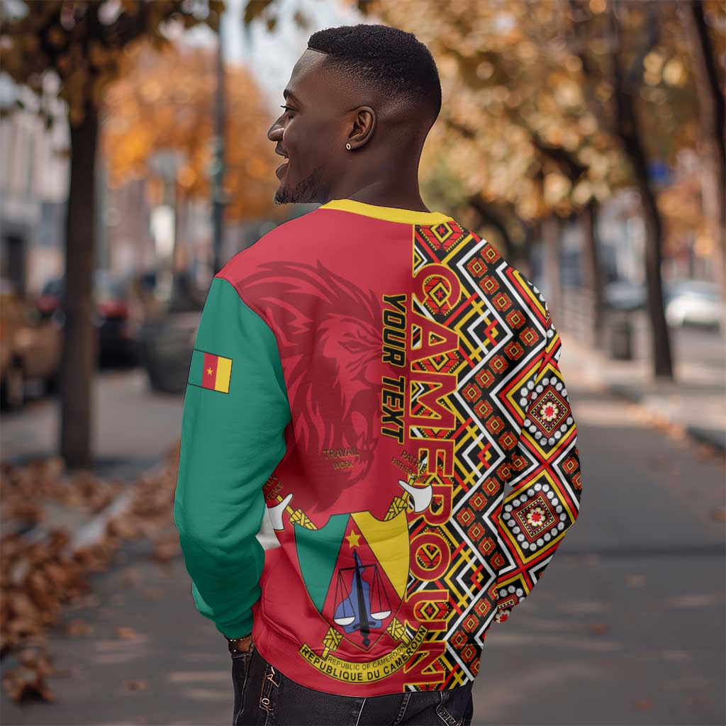 Cameroon National Day Sweatshirt Cameroun Coat Of Arms Ankara Pattern LT01