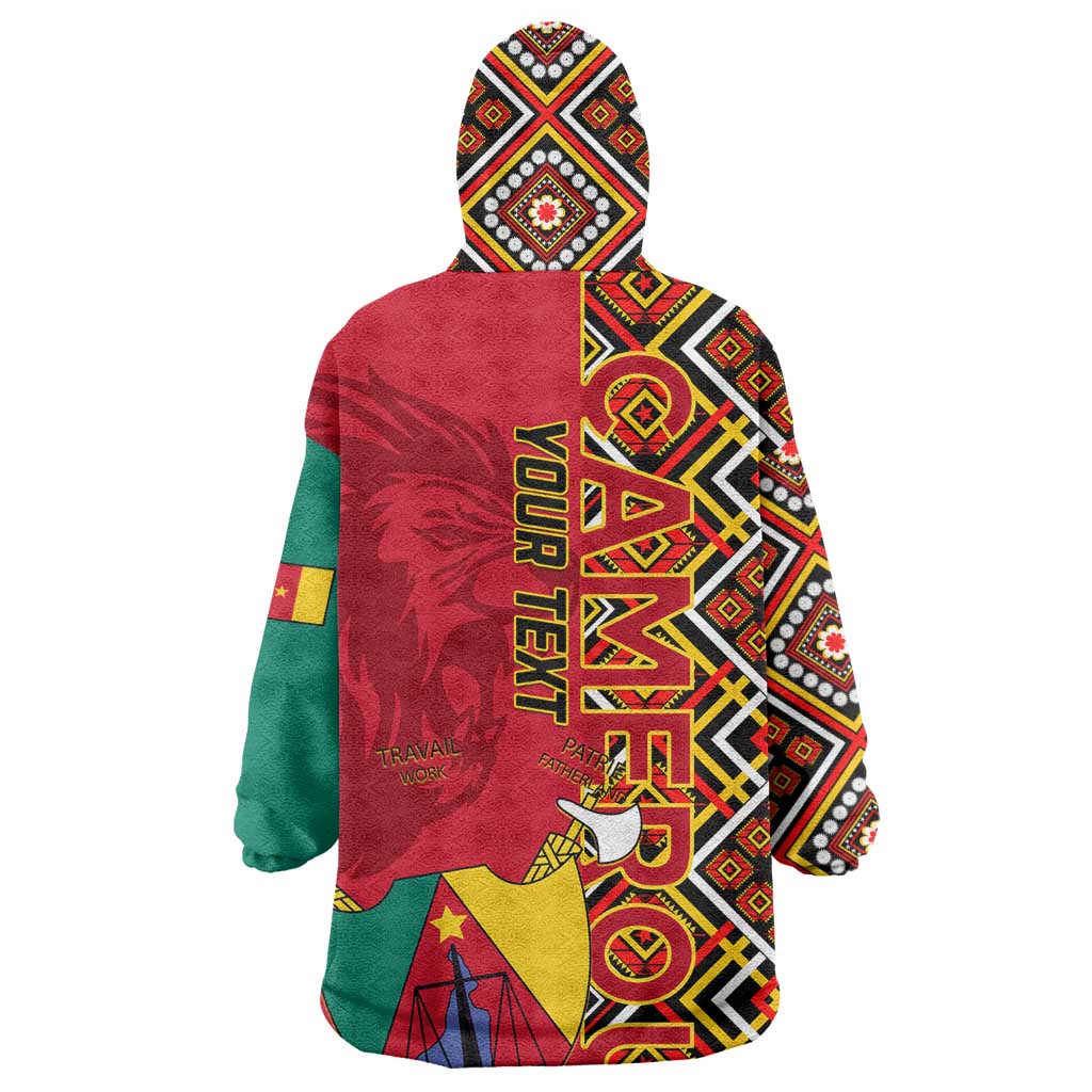 Cameroon National Day Wearable Blanket Hoodie Cameroun Coat Of Arms Ankara Pattern LT01