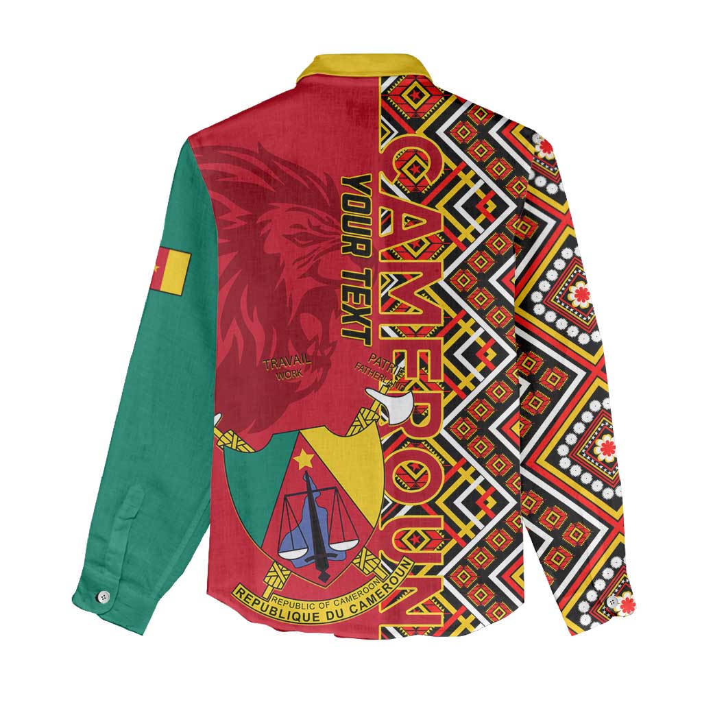 Cameroon National Day Women Casual Shirt Cameroun Coat Of Arms Ankara Pattern LT01