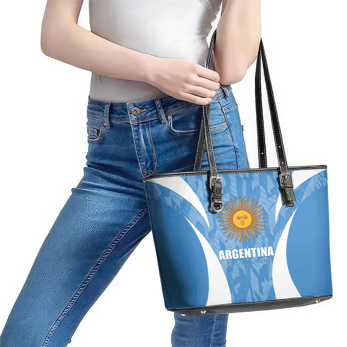 Argentina 2024 Leather Tote Bag Vamos La Albiceleste Campeon LT01