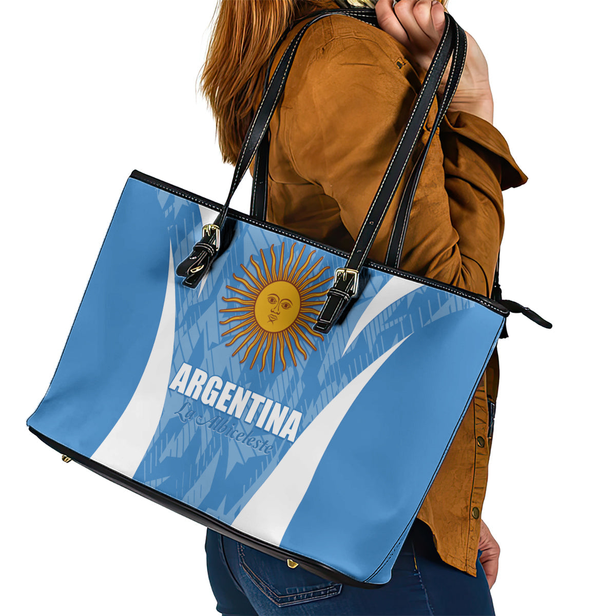 Argentina 2024 Leather Tote Bag Vamos La Albiceleste Campeon LT01