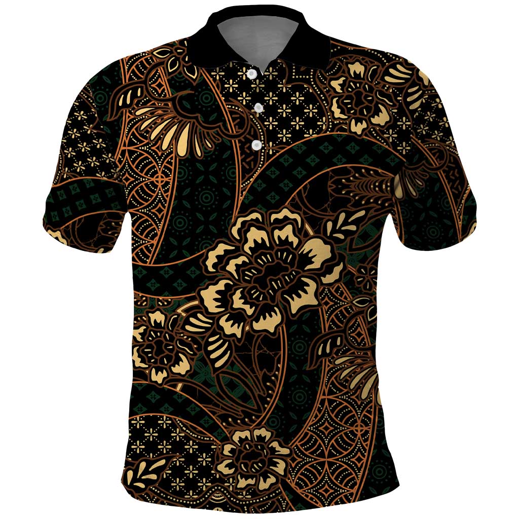 Indonesian Batik Pattern Vintage Brown Polo Shirt LT01
