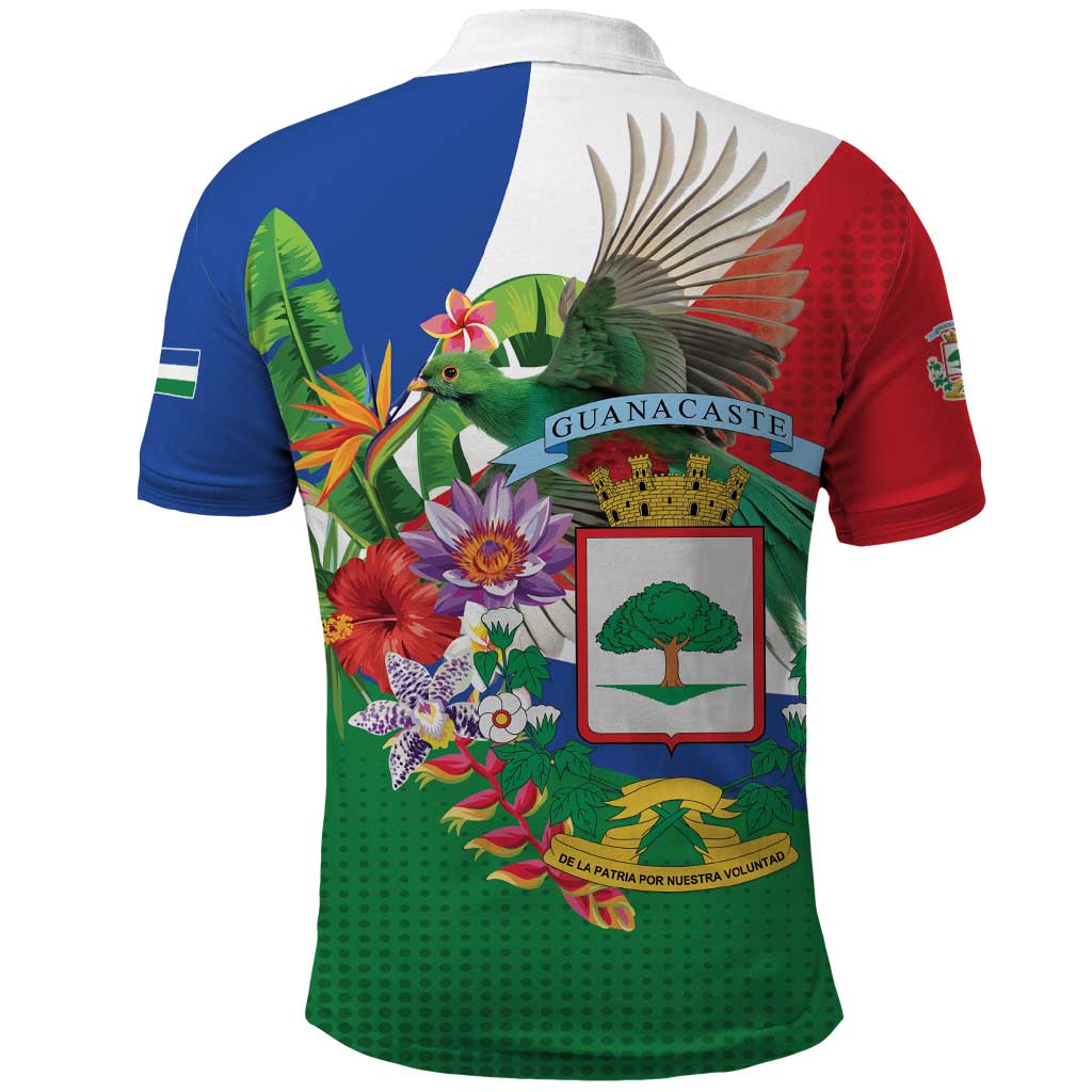 Costa Rica Guanacaste Day Polo Shirt Resplendent Quetzal Tropical Flowers LT01