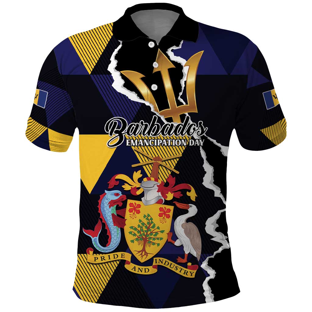 Personalized Barbados Emancipation Day Polo Shirt Luxury Gold Trident LT01