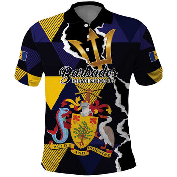 Personalized Barbados Emancipation Day Polo Shirt Luxury Gold Trident LT01