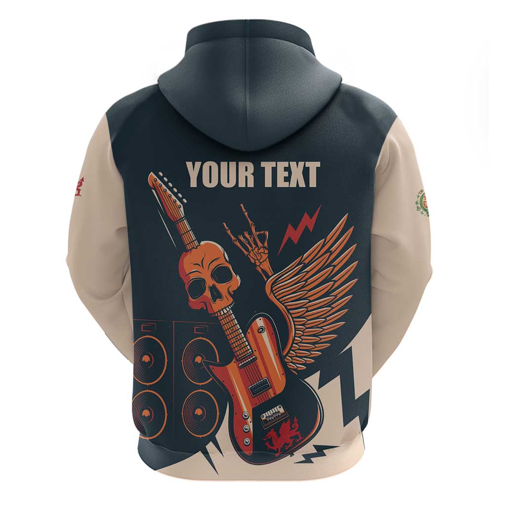 Rock and Roll Skull Guitar Hoodie Welsh Dragon LT01