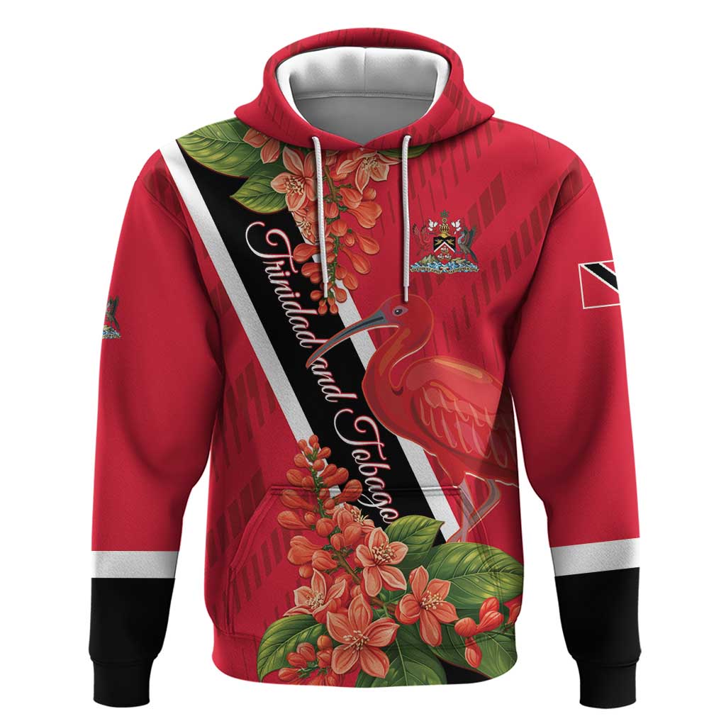 Trinidad and Tobago Hoodie Scarlet Ibis With Chaconia Flower LT01