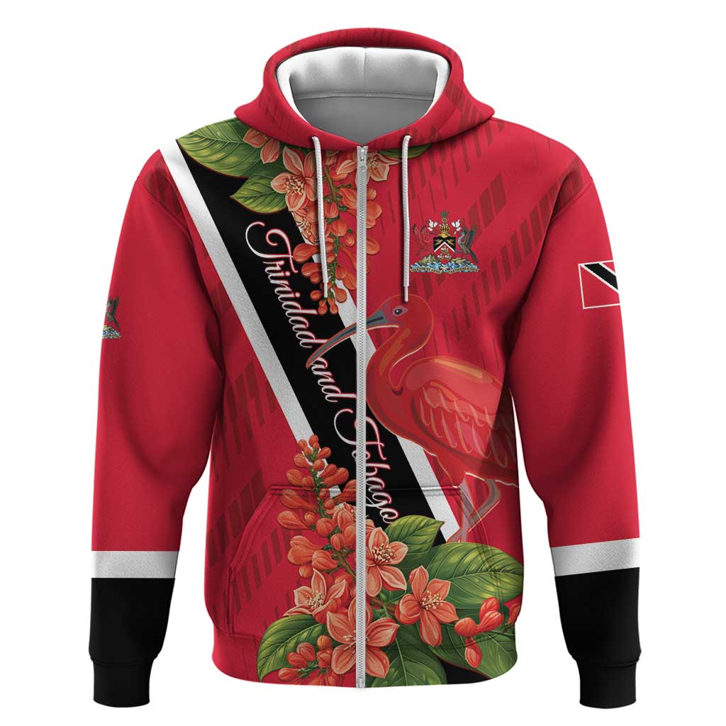 Trinidad and Tobago Hoodie Scarlet Ibis With Chaconia Flower LT01