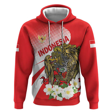 Indonesia Hoodie Javan Hawk Eagle Melati Flower LT01