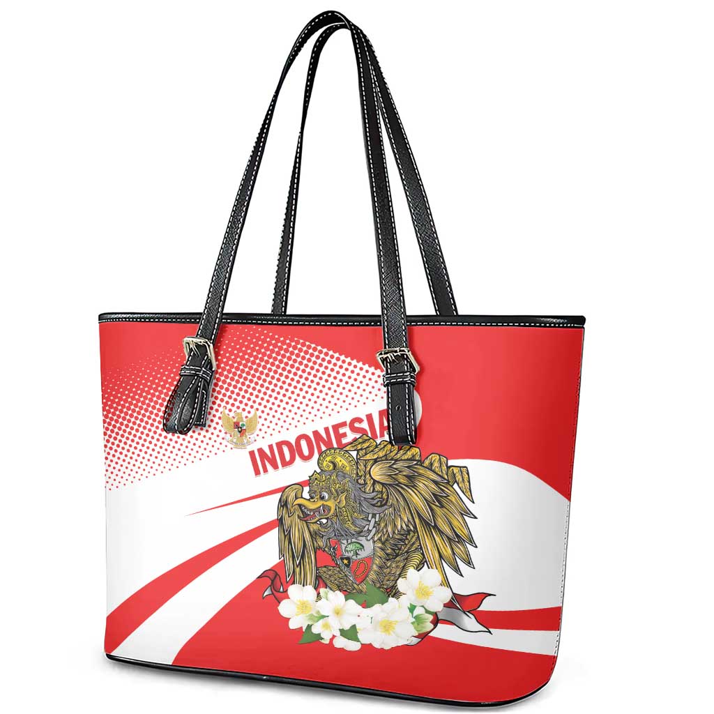 Indonesia Leather Tote Bag Javan Hawk Eagle Melati Flower LT01