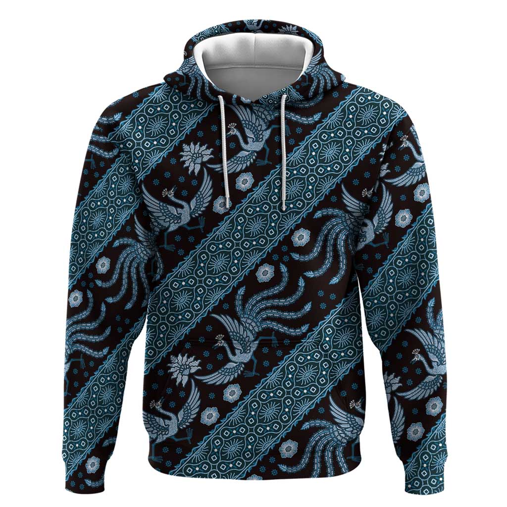 Indonesia Batik Pattern Hoodie Blue Version LT01