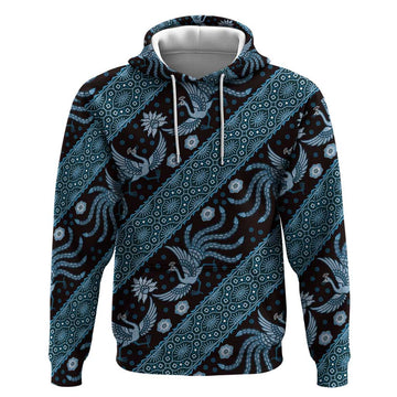 Indonesia Batik Pattern Hoodie Blue Version LT01