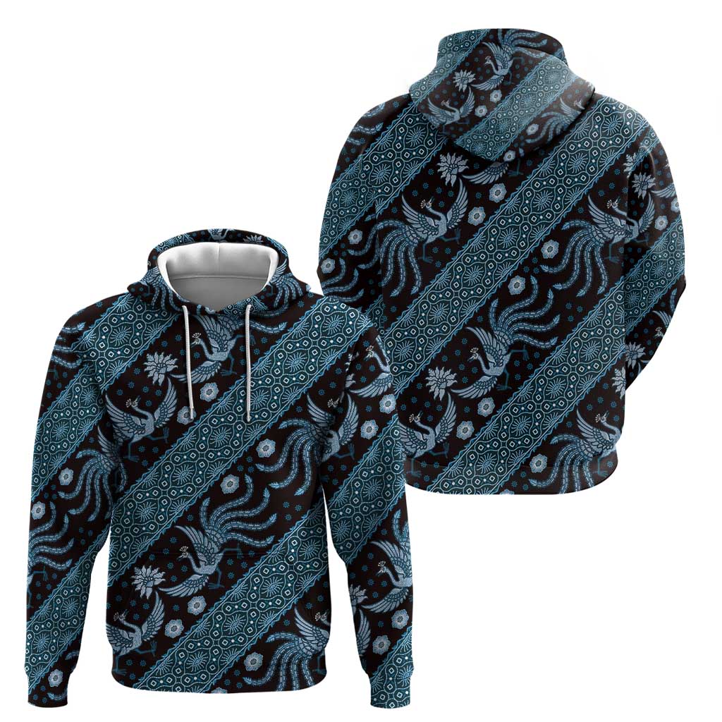 Indonesia Batik Pattern Hoodie Blue Version LT01