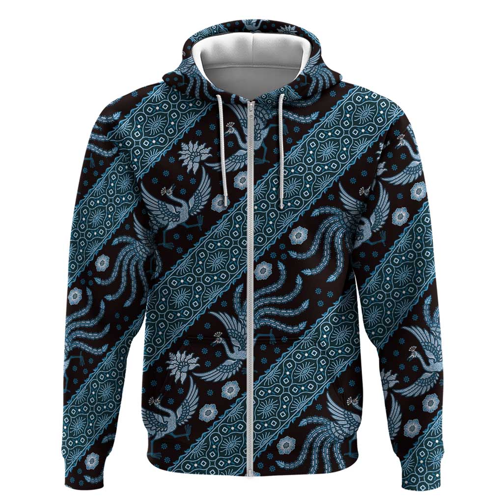 Indonesia Batik Pattern Hoodie Blue Version LT01