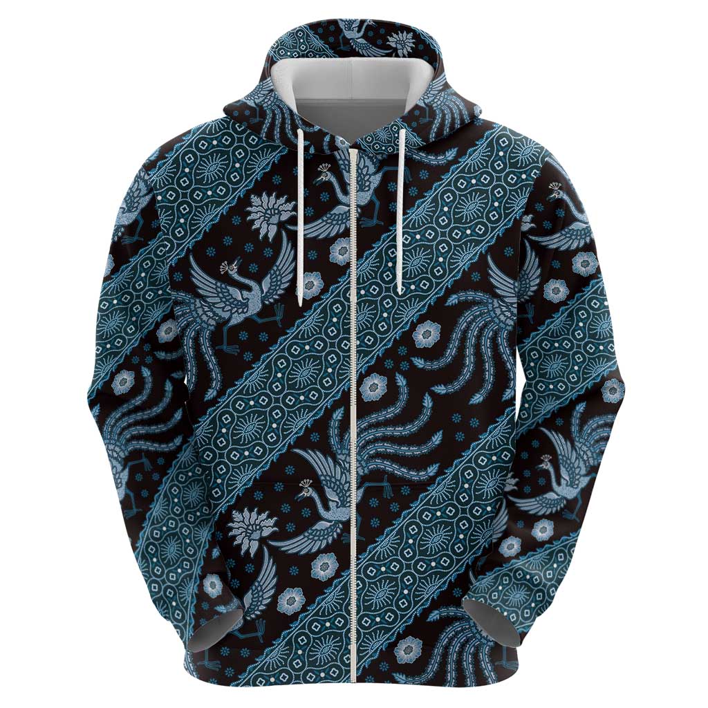 Indonesia Batik Pattern Hoodie Blue Version LT01