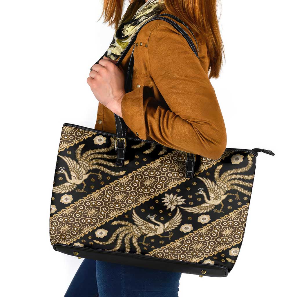Indonesia Batik Pattern Leather Tote Bag Gold Version LT01