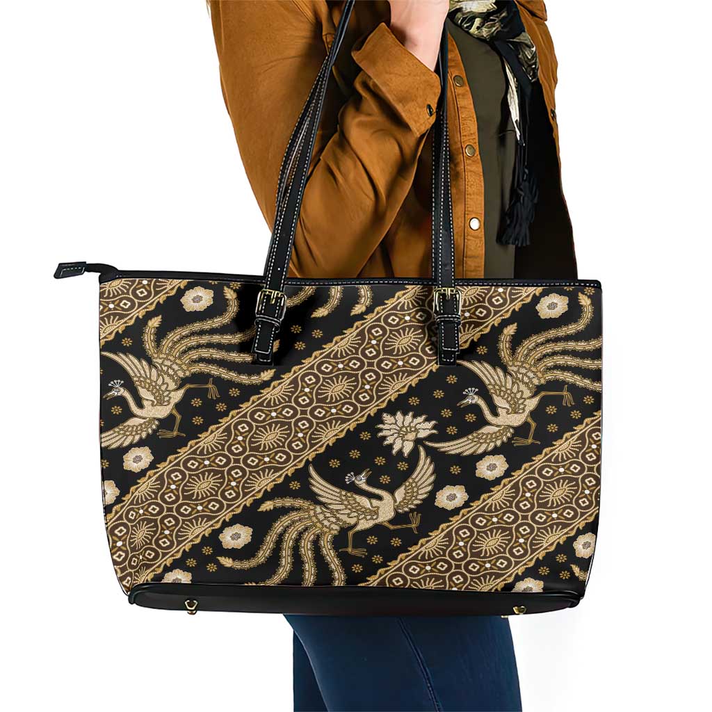 Indonesia Batik Pattern Leather Tote Bag Gold Version LT01