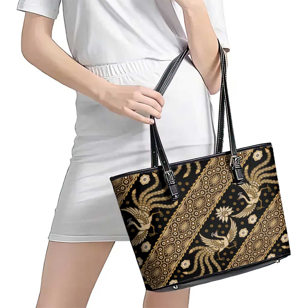 Indonesia Batik Pattern Leather Tote Bag Gold Version LT01