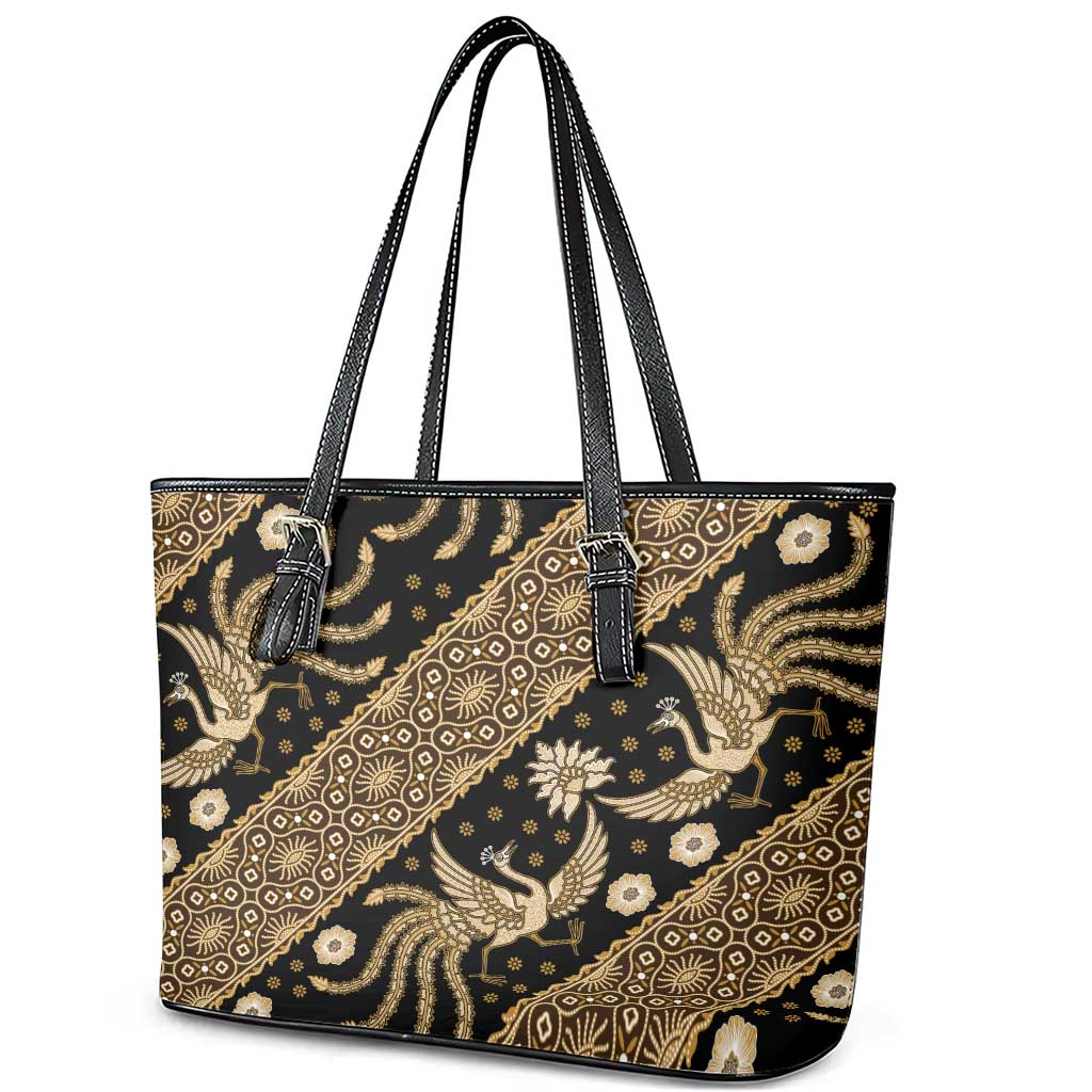 Indonesia Batik Pattern Leather Tote Bag Gold Version LT01