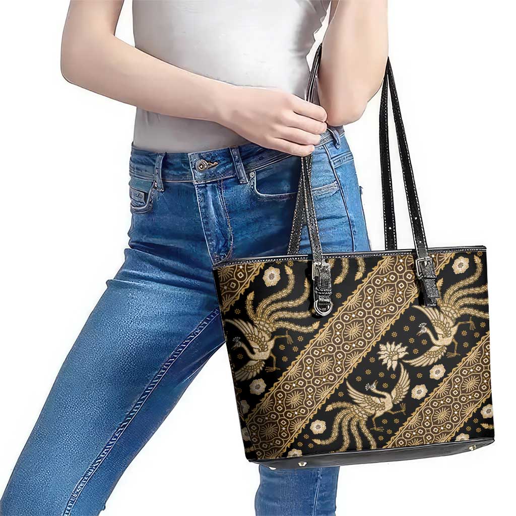 Indonesia Batik Pattern Leather Tote Bag Gold Version LT01
