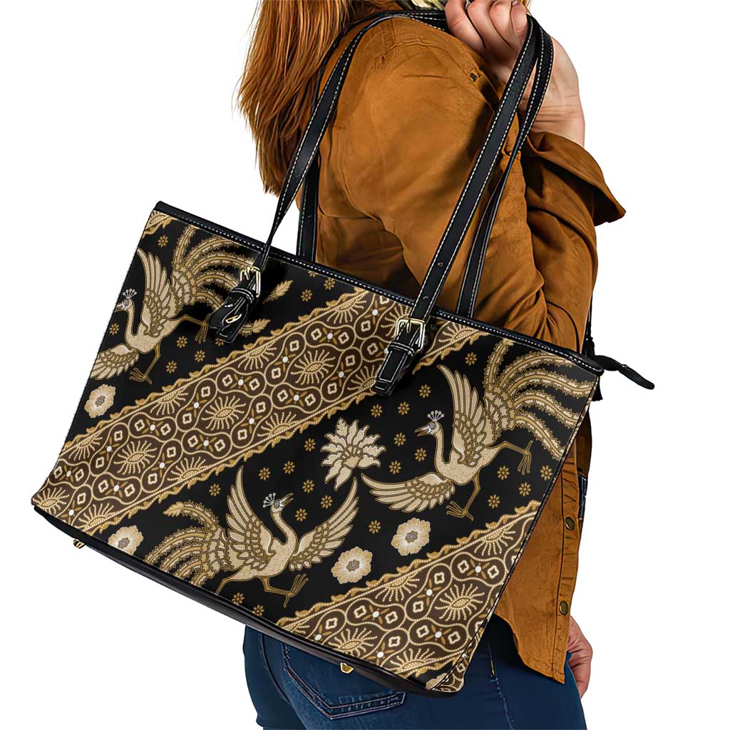 Indonesia Batik Pattern Leather Tote Bag Gold Version LT01