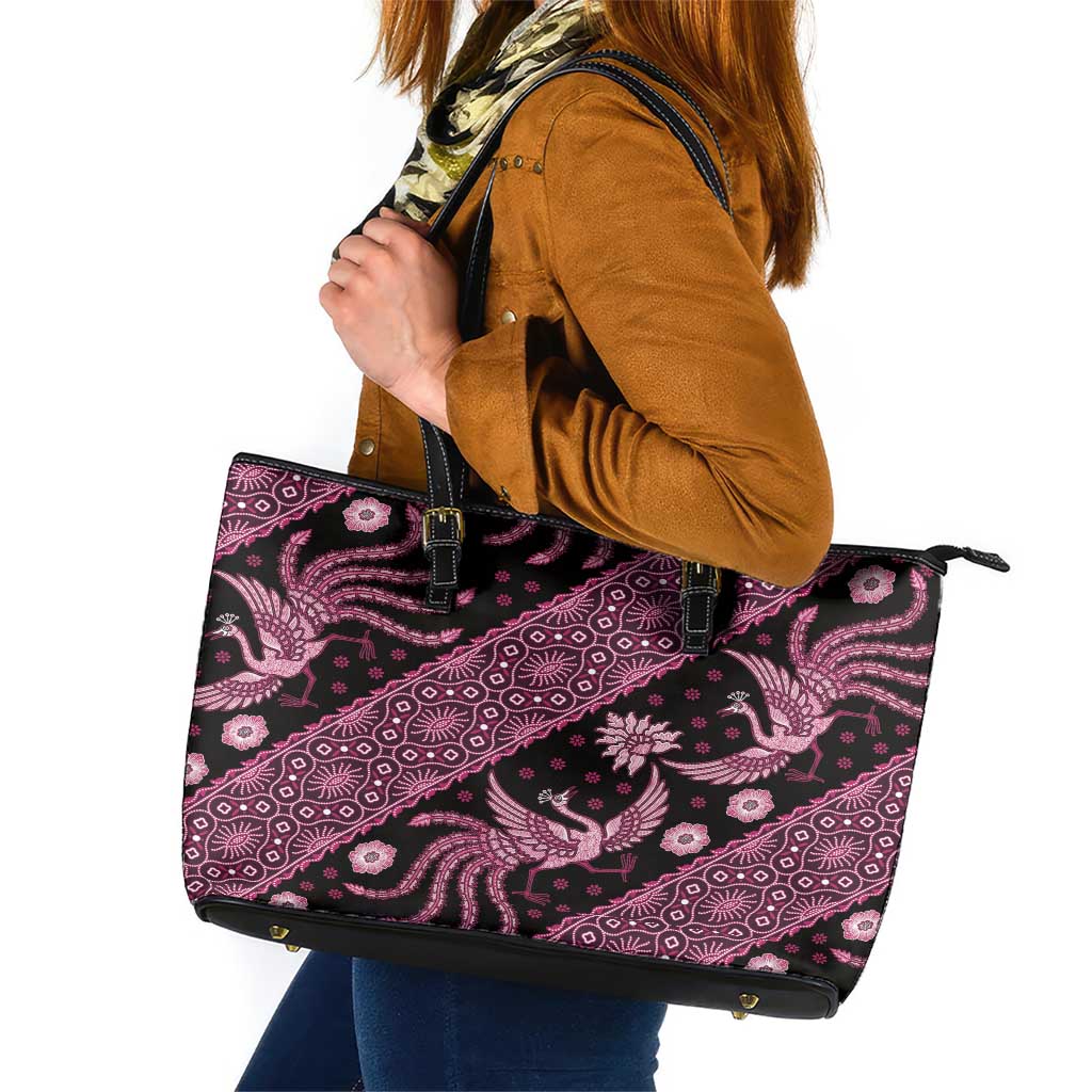 Indonesia Batik Pattern Leather Tote Bag Pink Version LT01