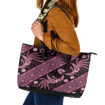 Indonesia Batik Pattern Leather Tote Bag Pink Version LT01