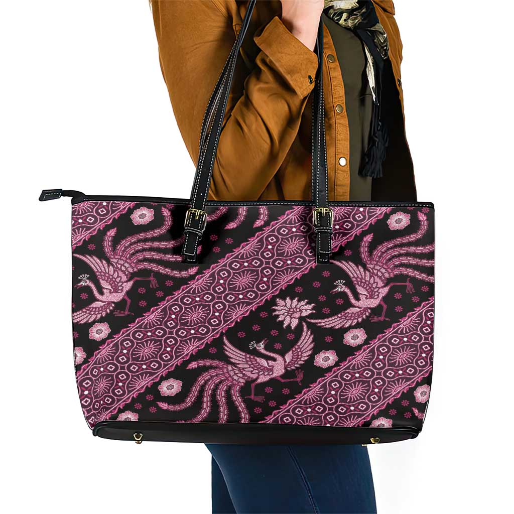 Indonesia Batik Pattern Leather Tote Bag Pink Version LT01