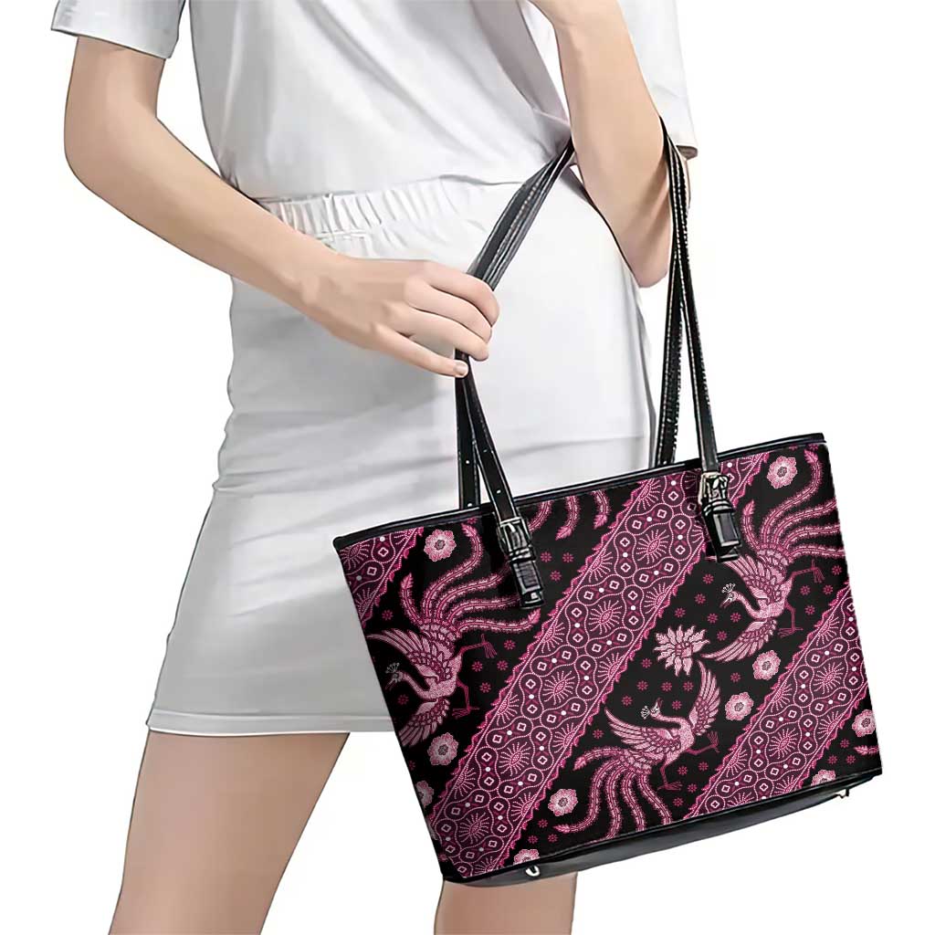 Indonesia Batik Pattern Leather Tote Bag Pink Version LT01