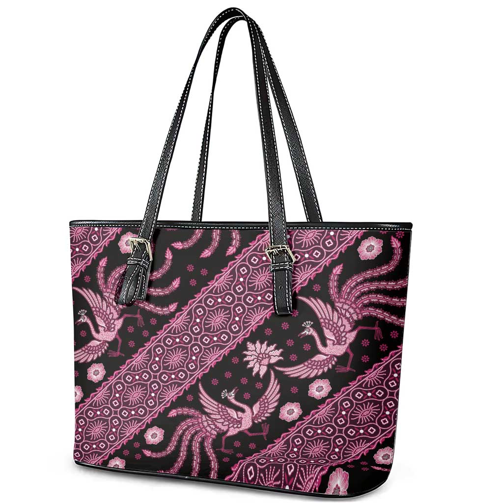 Indonesia Batik Pattern Leather Tote Bag Pink Version LT01