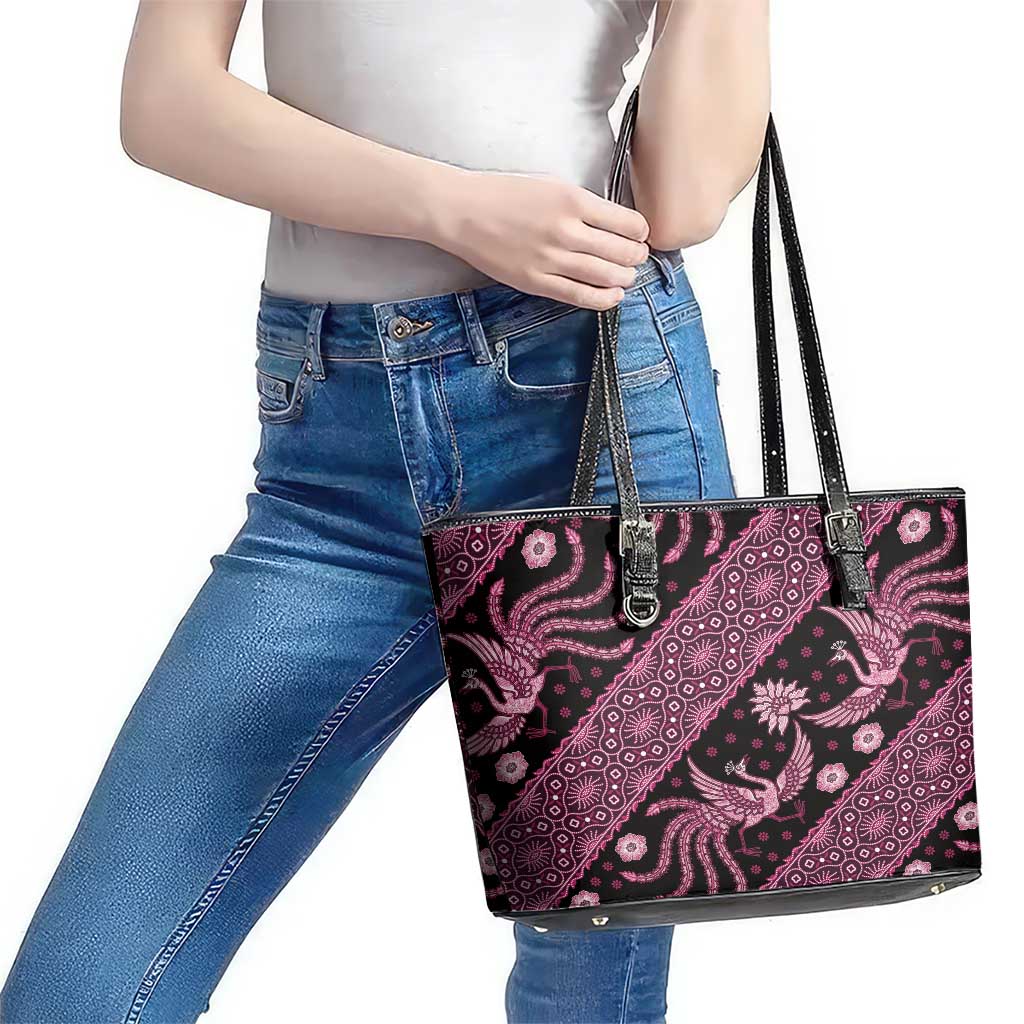 Indonesia Batik Pattern Leather Tote Bag Pink Version LT01