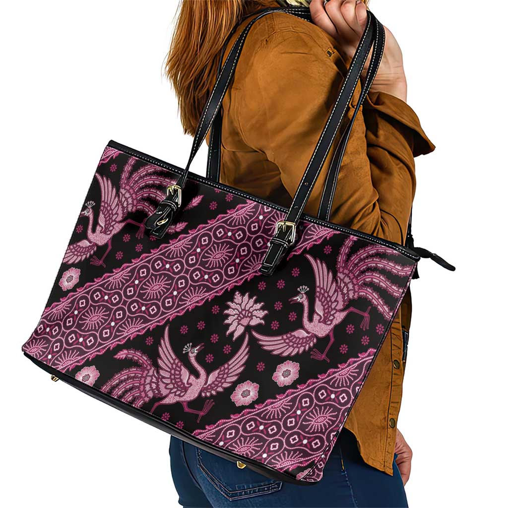 Indonesia Batik Pattern Leather Tote Bag Pink Version LT01