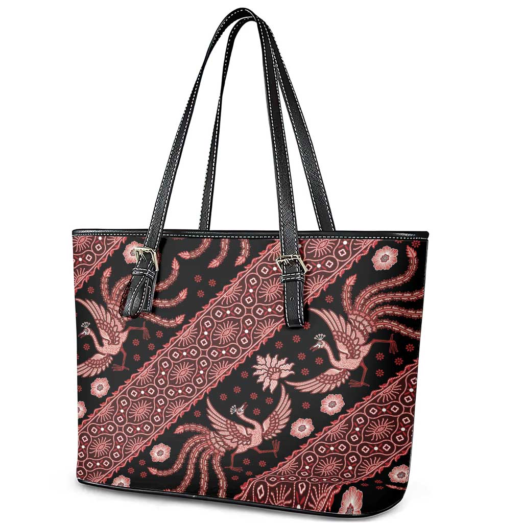 Indonesia Batik Pattern Leather Tote Bag Red Version LT01