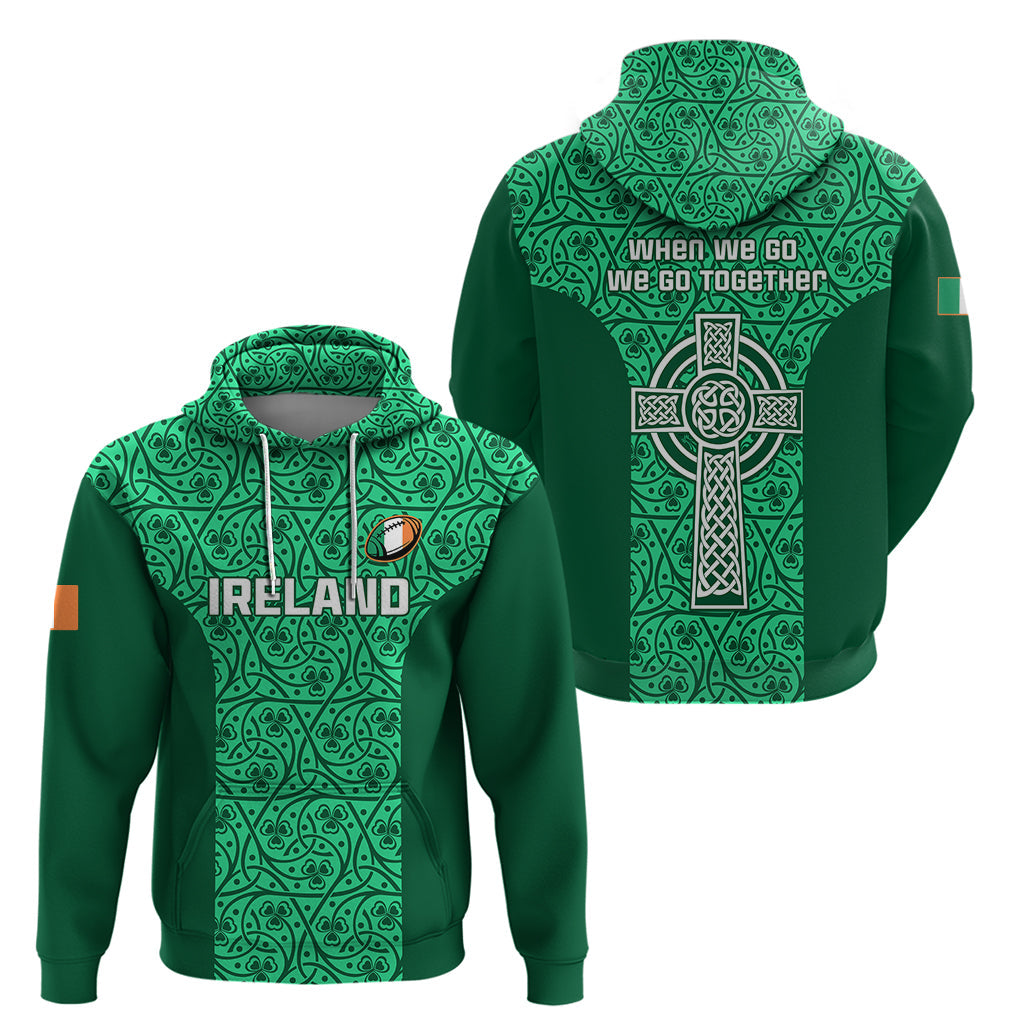Ireland Rugby Hoodie Irish Celtic Cross Mix Shamrock Pattern LT01