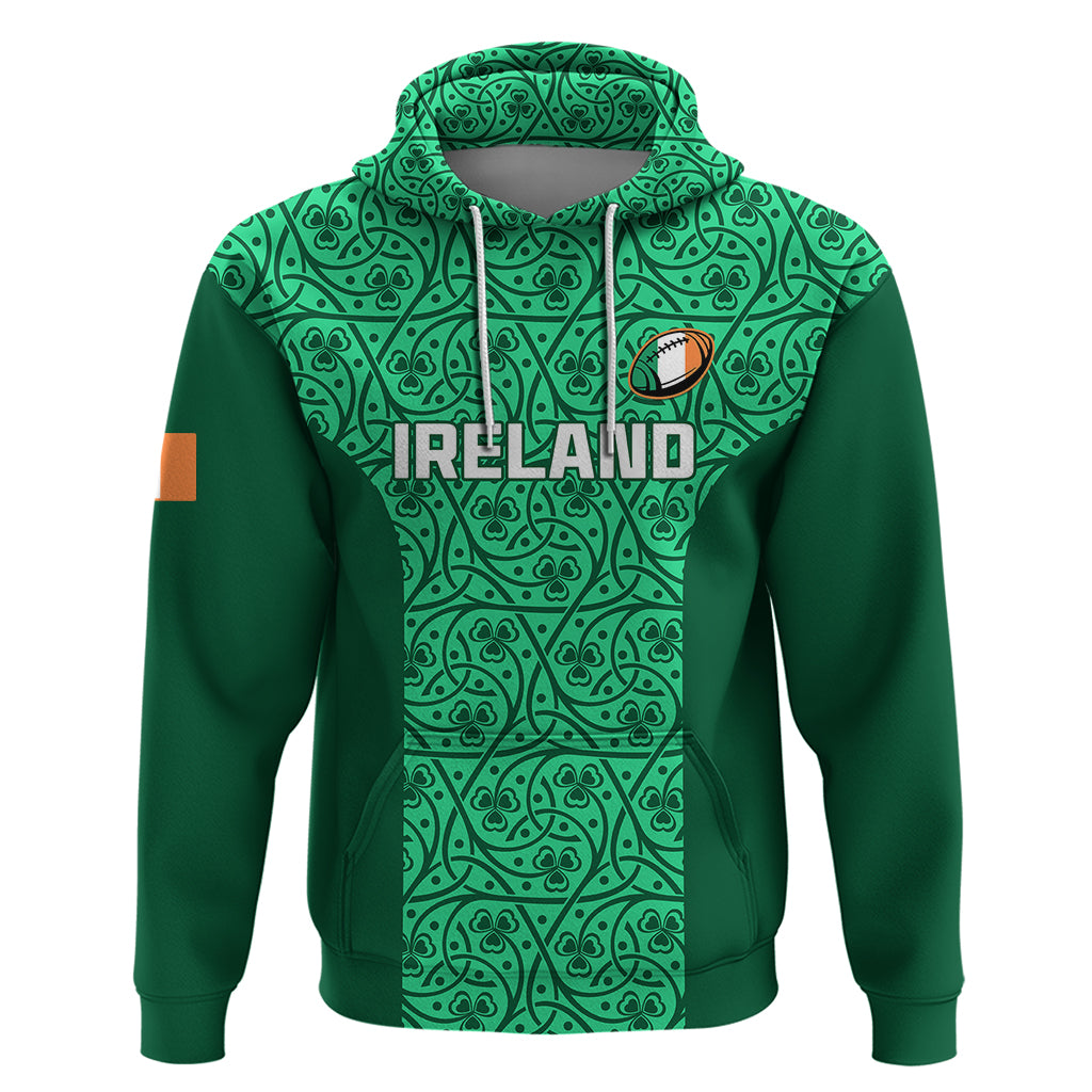 Custom Ireland Rugby Hoodie Irish Celtic Cross Mix Shamrock Pattern LT01