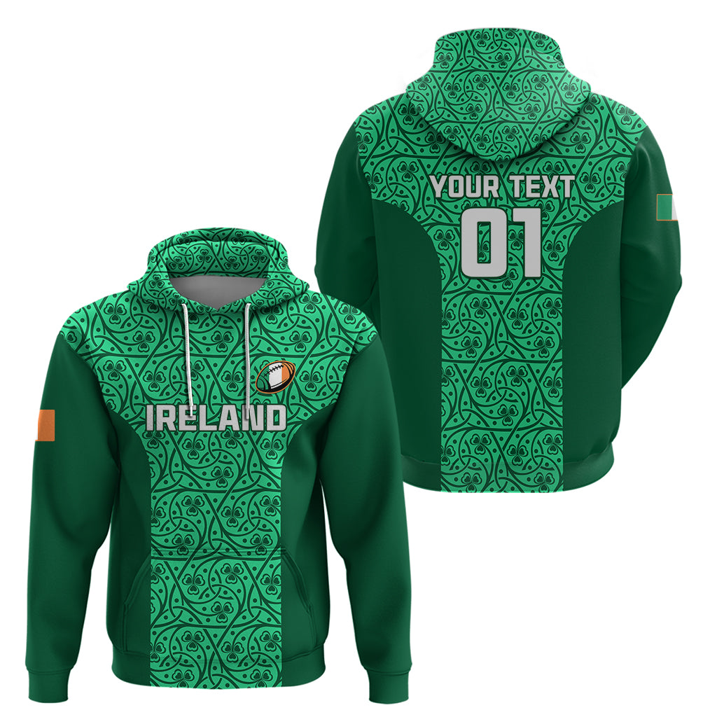Custom Ireland Rugby Hoodie Irish Celtic Cross Mix Shamrock Pattern LT01