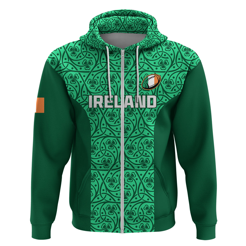 Custom Ireland Rugby Hoodie Irish Celtic Cross Mix Shamrock Pattern LT01