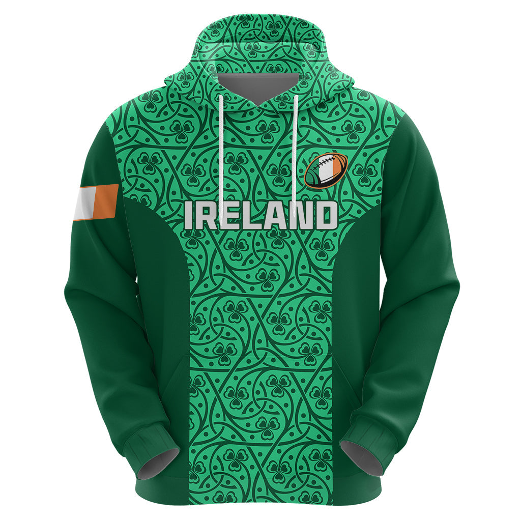 Custom Ireland Rugby Hoodie Irish Celtic Cross Mix Shamrock Pattern LT01