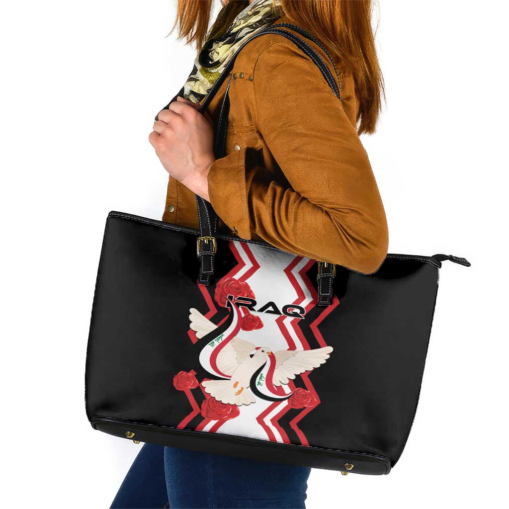 Iraq Independence Day Leather Tote Bag Dove Carrying Flag LT01