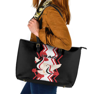 Iraq Independence Day Leather Tote Bag Dove Carrying Flag LT01