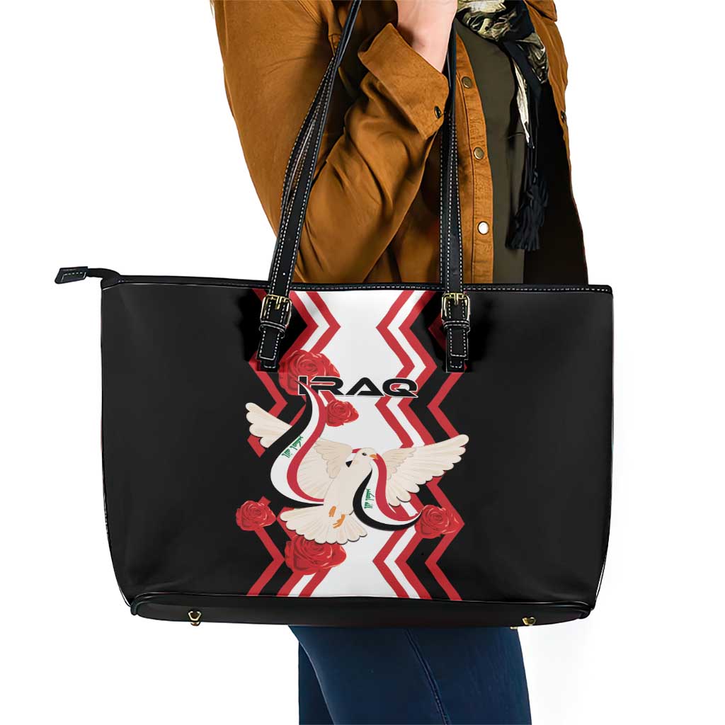 Iraq Independence Day Leather Tote Bag Dove Carrying Flag LT01