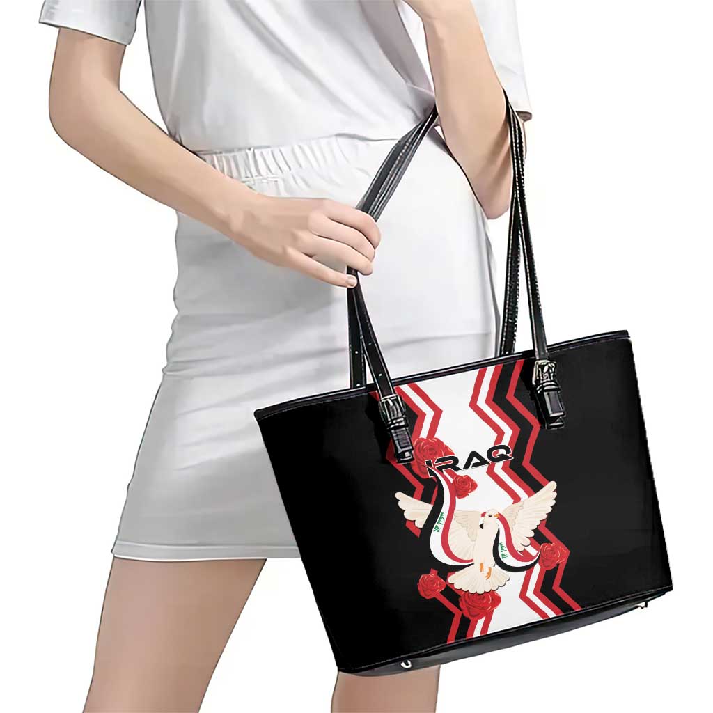 Iraq Independence Day Leather Tote Bag Dove Carrying Flag LT01