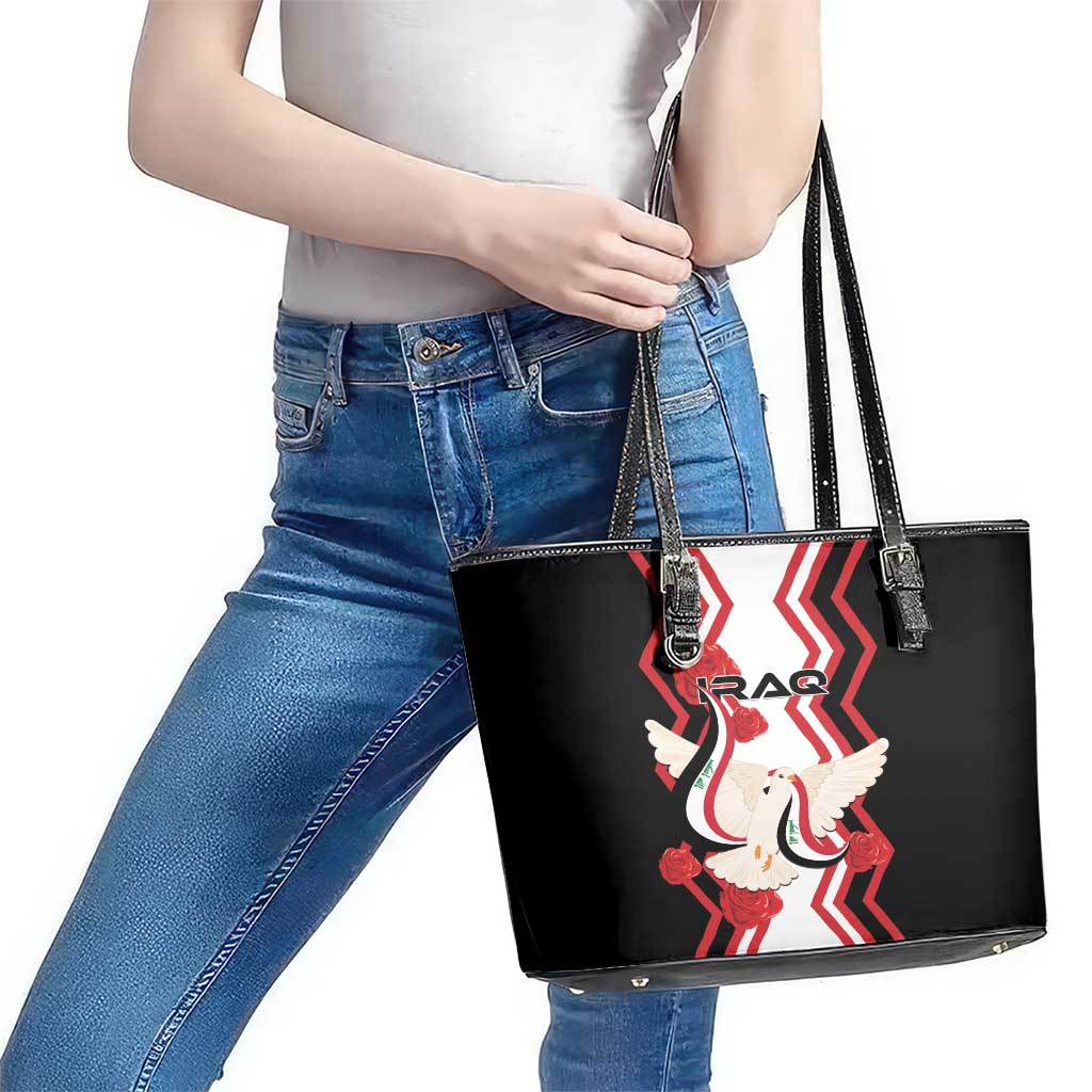 Iraq Independence Day Leather Tote Bag Dove Carrying Flag LT01