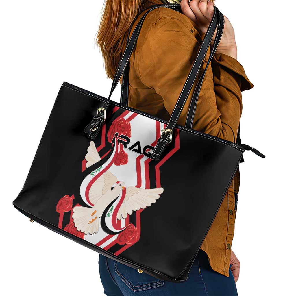 Iraq Independence Day Leather Tote Bag Dove Carrying Flag LT01
