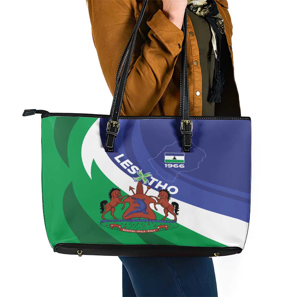 Lesotho 1966 Unique Leather Tote Bag Spiral Aloe Coat of Arms LT01