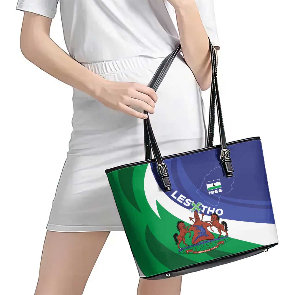 Lesotho 1966 Unique Leather Tote Bag Spiral Aloe Coat of Arms LT01