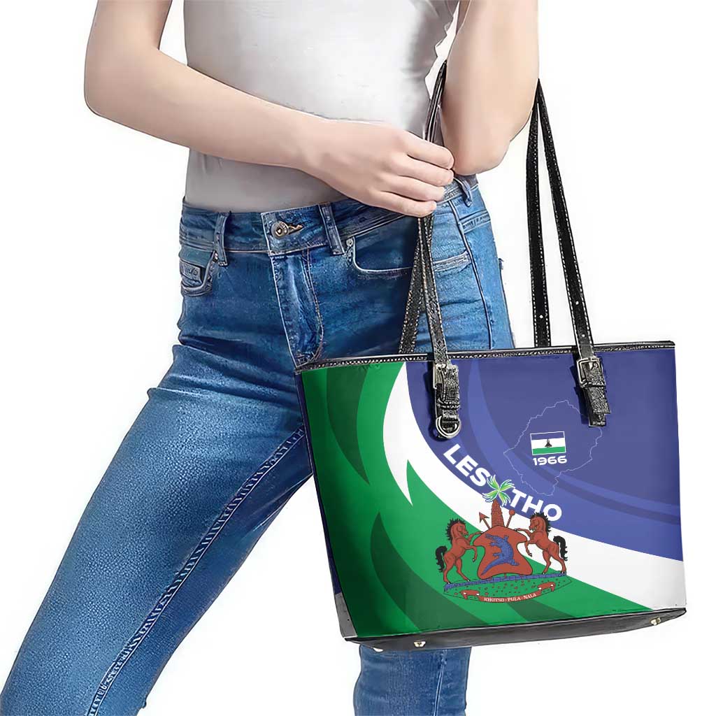 Lesotho 1966 Unique Leather Tote Bag Spiral Aloe Coat of Arms LT01
