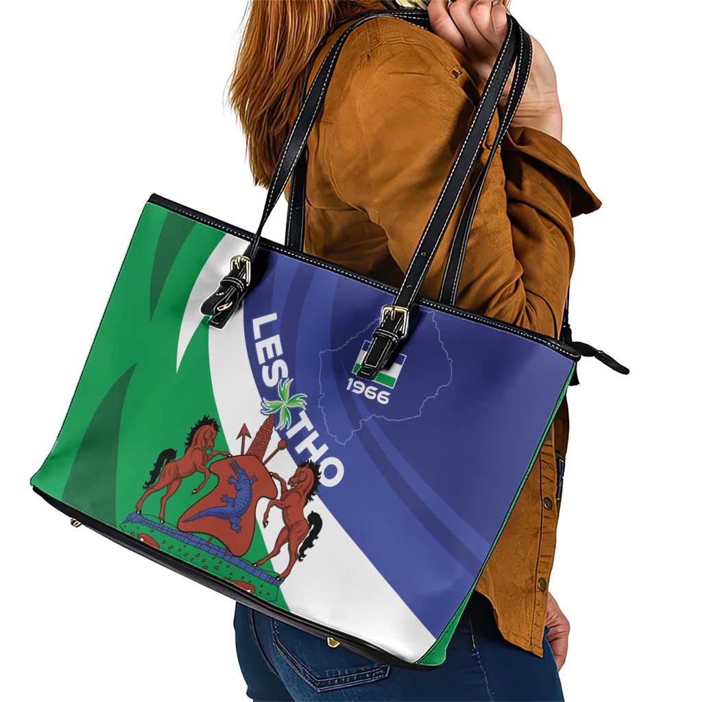 Lesotho 1966 Unique Leather Tote Bag Spiral Aloe Coat of Arms LT01