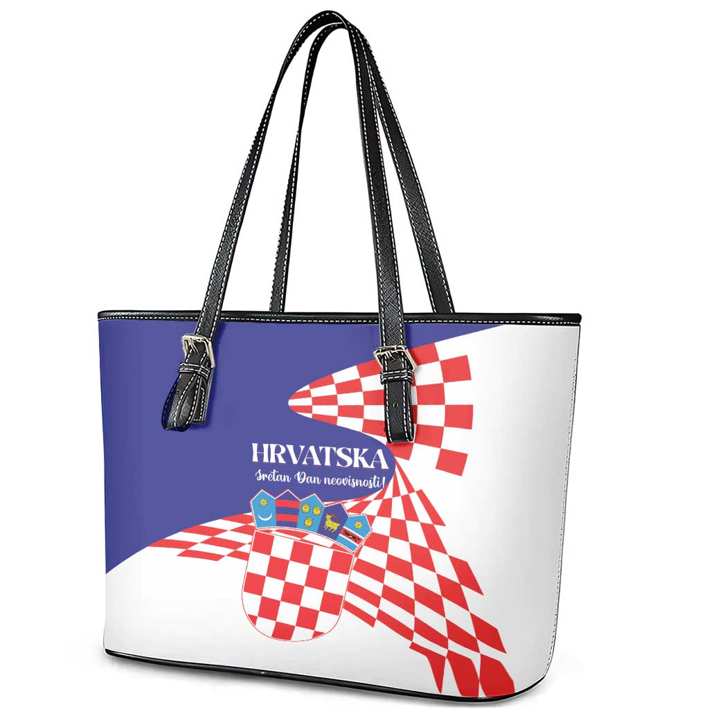 Croatia Independence Day 1991 Leather Tote Bag Sretan Dan neovisnosti Hrvatske LT01