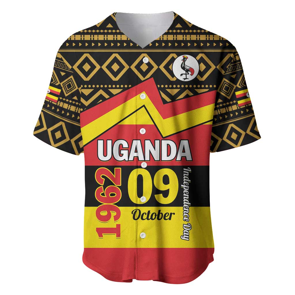 Personalized Uganda Baseball Jersey African Pattern - Independence Day 1962 LT01